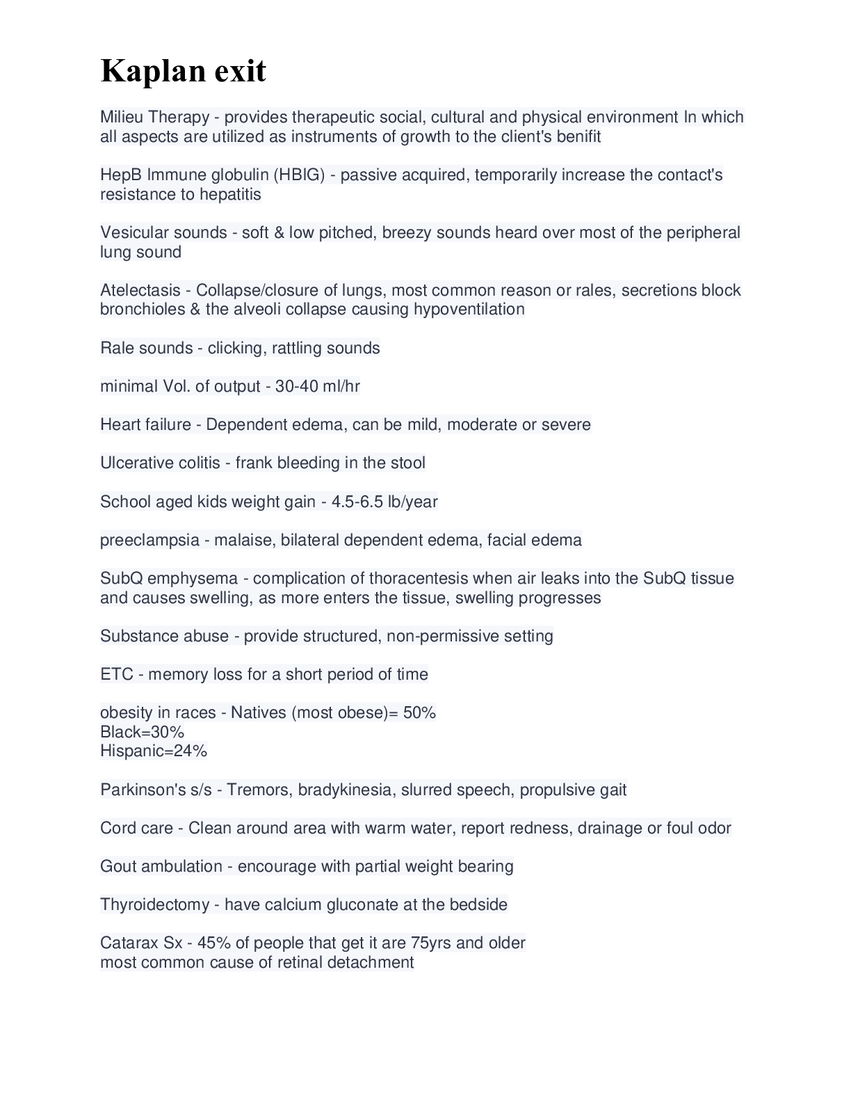 Preview image of Kaplan exit document